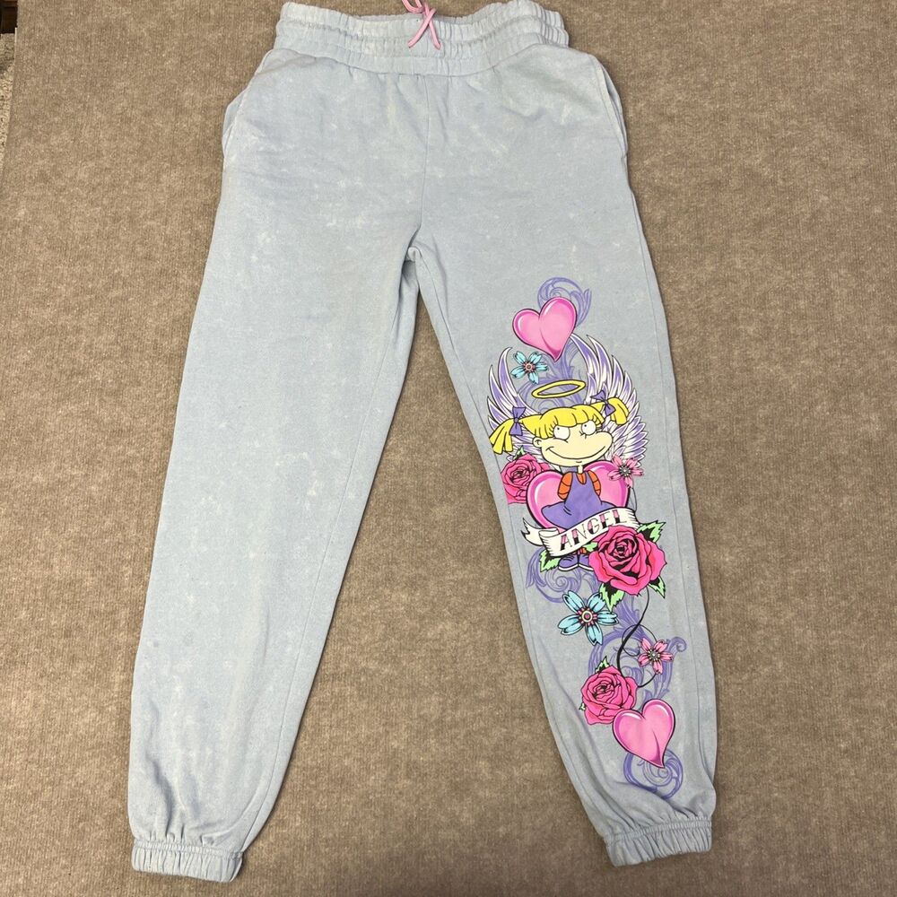 Nickelodeon  Rugrats Sweat Pants Angelica Light Blue Size Large Adult Cloud Wash